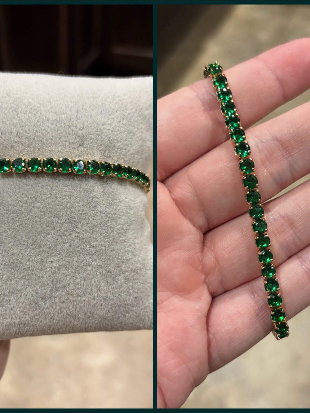 Green and Gold Crystal Tennis Bracelet - Women Jewelry